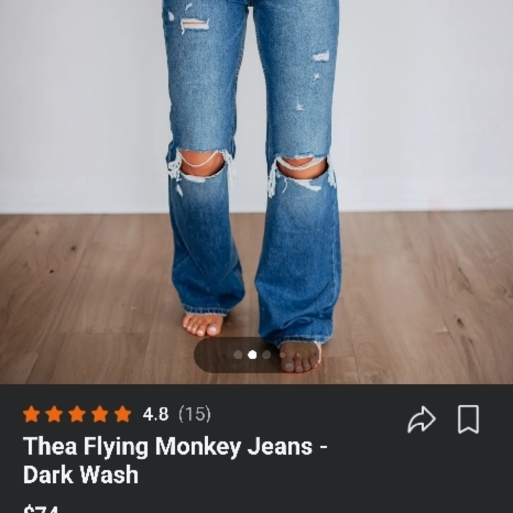 Thea Flying Monkey Women’s Dark Wash Ripped Jeans